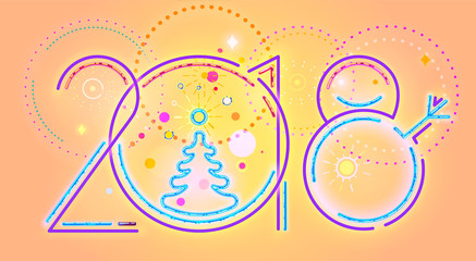 2018 New Year abstract numerals. Vector illustration of 2018 New Year numerals and colorful decorations.