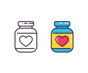 bottle of pills icons on white