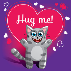 Cartoon cat ready for a hugging