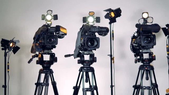 A row of different video equipment. 