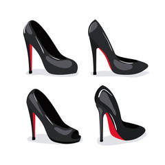 heeled shoes realistic in color on white background