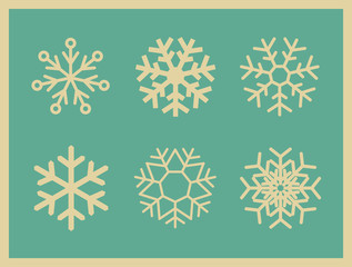 Set of vintage vector icons snowflakes.