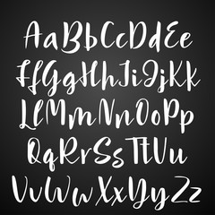 Handwritten calligraphy font. Vector alphabet. Hand drawn letters