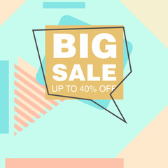 Modern colorful poster, banner, flyer template in the Memphis style