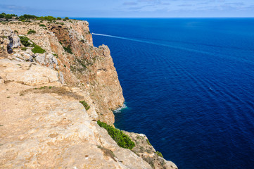 View of cliffs near Mola Lighthouse, Formentera, Spain