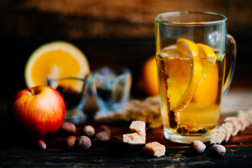 Hot toddy drink (apple orange rum punch) for Christmas and winter holidays - festive Christmas homemade drinks