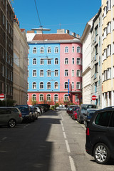 Fototapeta na wymiar Colored 19th century houses, Wien