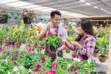 asian male and female florist