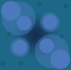 blue backround with pink circles of different sizes