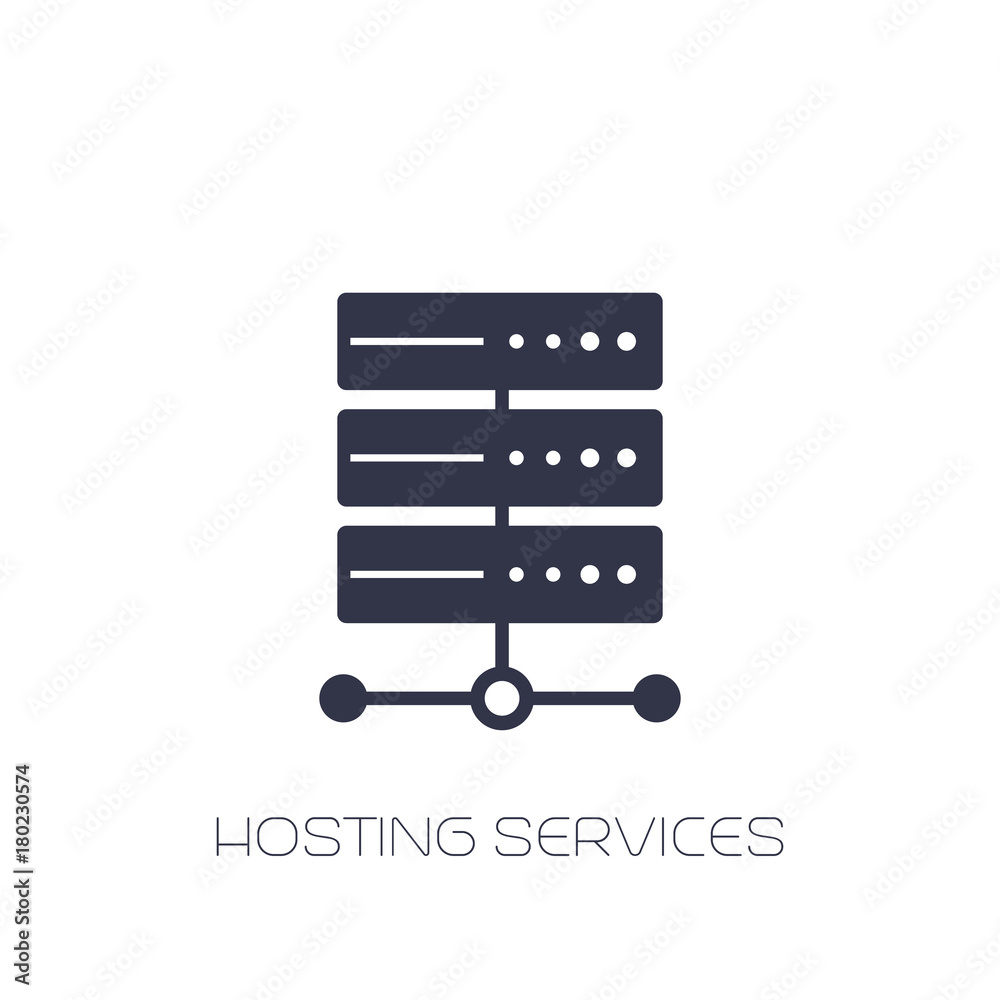 Poster server, hosting services icon on white