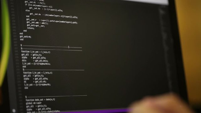 editing code. symbols on the laptop screen.
