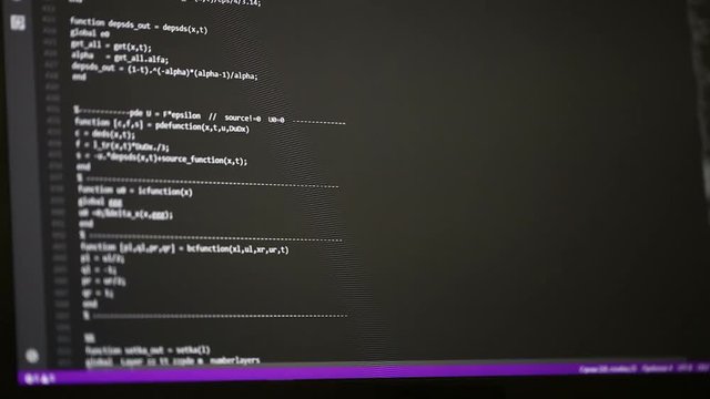 editing code. symbols on the laptop screen.
