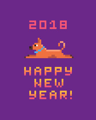 2018 Happy New Year greeting card with the dog.