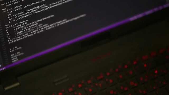 editing code. symbols on the laptop screen.