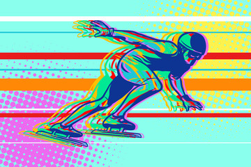 Speed skating, skater on the ice, winter sports © rogistok