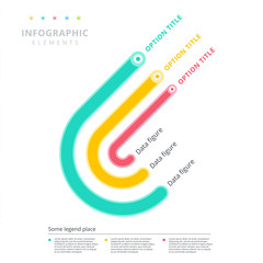 Arc 3 step business process chart infographics. Crook corporate workflow graph elements. Company diagram presentation slide template. Vector info graphic design.