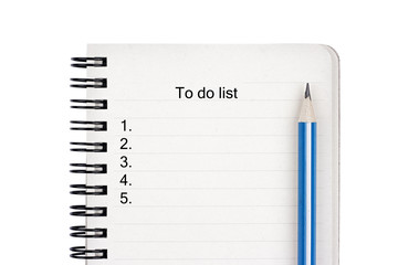 To do list with blue pencil
