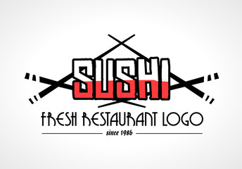 Sushi Restaurant flat style logo design for food company brand design or flyers