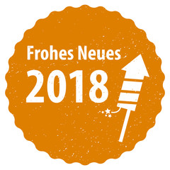 Frohes Neues 2018 Sticker, orange