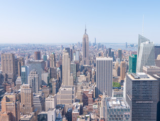 NEW YORK CITY - JUNE 9, 2013: Aerial view of Midtown skyscrapers. New York attracts 50 million...