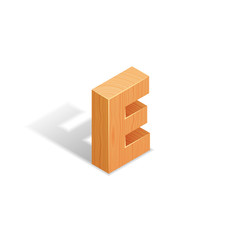 Isometric wooden letter A with shadow.