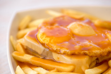 Francesinha - traditional cuisine from Porto, Portugal