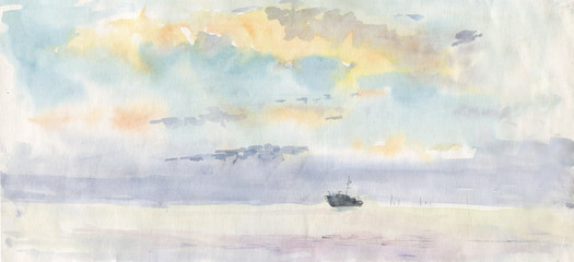 sea and sky watercolor