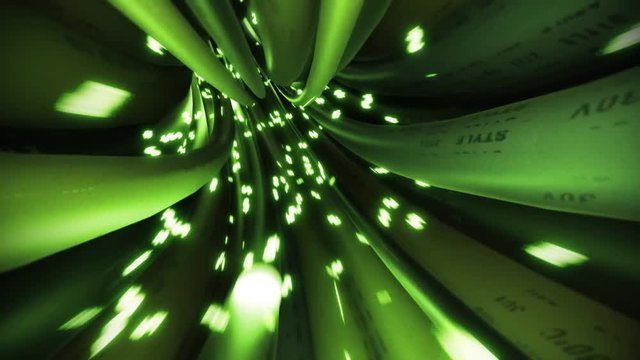 Wires cables dollar sign fly through data internet power circuit fiber 4k