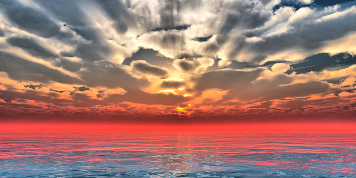 beautifully sunset over ocean