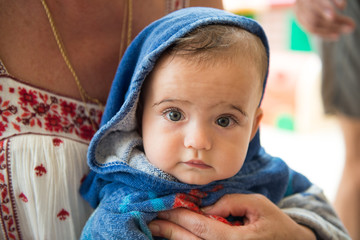 Cute baby after the shower