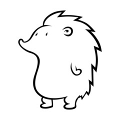 Cute hedgehog outline on white background