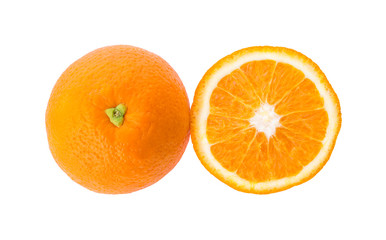 Orange  on white background top view
