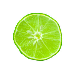 Lime slices isolated on white background Top view