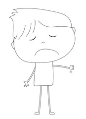 Unhappy boy, cartoon style illustration