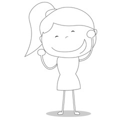 Girl cheering, cartoon style illustration