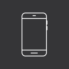 Smartphone icon on black background. Modern simple flat device sign. Vector illustration.