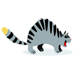 Cute funny cartoon cat. Vector illustration with feline character