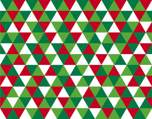 Fototapeta na wymiar Simple triangle geometric Christmas pattern in green,red and white colors.