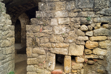 Фрагмент стены с вентиляционным отверстием, крепость Нарын-Кала, Дербент, Дагестан.