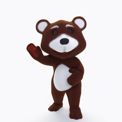 Naklejka premium Teddy bear welcomes, 3d rendering