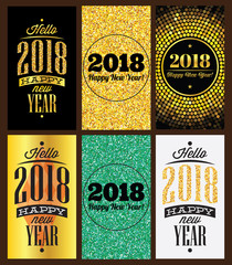 set of vector business card templates with a congratulation for the new 2018 year