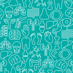 Fototapeta na wymiar Human internal organs seamless pattern with thin line icons. Vector illustration for background of banner, web page, print media.