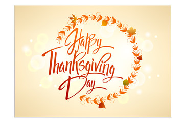 Happy Thanskgiving Day greeting card. Lettering Happy Thanskgiving Day