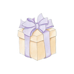 Gift Box Isolated on a White Background Xmas Hand Drawn Illustration