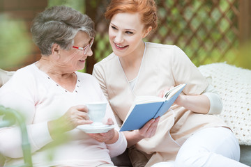 Elder woman in garden