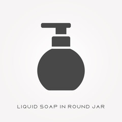 Silhouette icon liquid soap in round jar