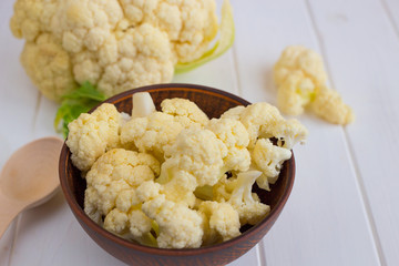 cauliflower in a plate on a white background