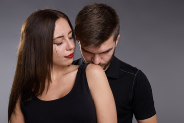 Happy couple background isolated