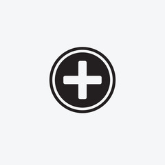 Obraz premium Icon graphic picture Sign plus, medicine. Black and white pictogram for web design. Vector flat illustrations, logo