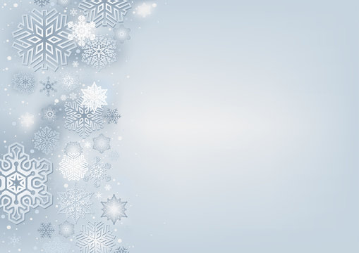 Winter Background with Snowflakes - Abstract Christmas Illustration, Vector